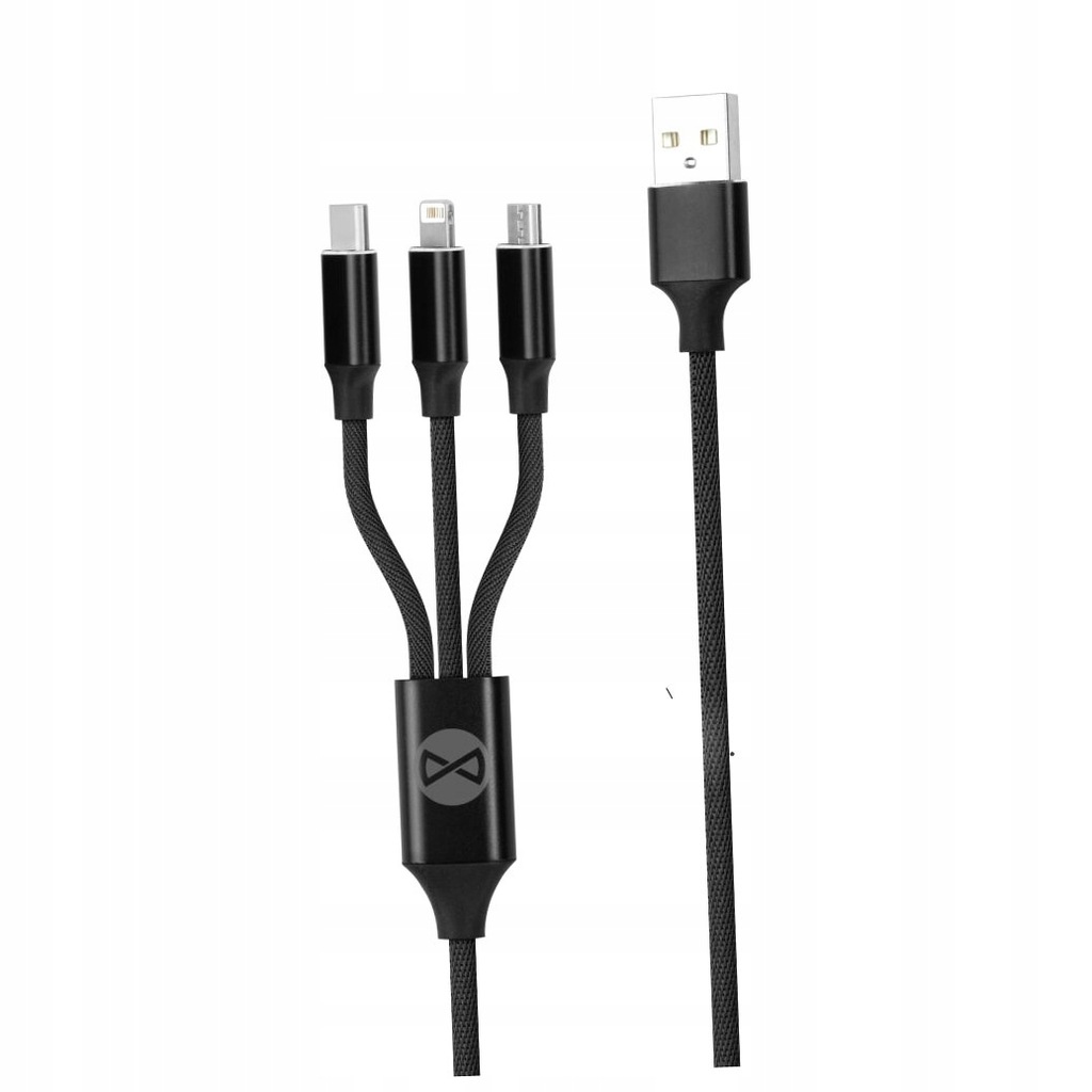 Kabel 3w1 USB-C Lightning microUSB 1,2m 2A Forever