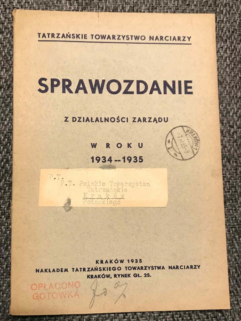 Sprawozdanie, 1934/35 Tatrzańskie Tow. Narciarzy