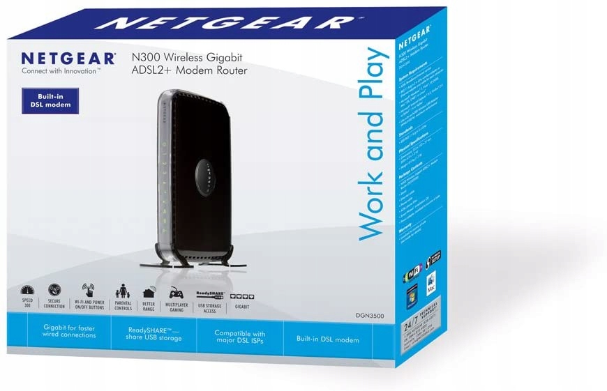 Modem Router netgear DGN3500 – N300 Gigabit ADSL2 P