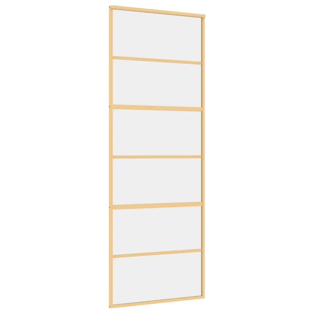 vidaXL Drzwi przesuwne, złote, 76x205 cm, przezroczyste szkło ESG