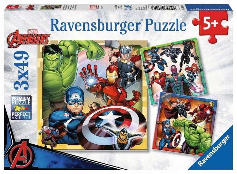 Puzzle 3x49 elementów - Avengers