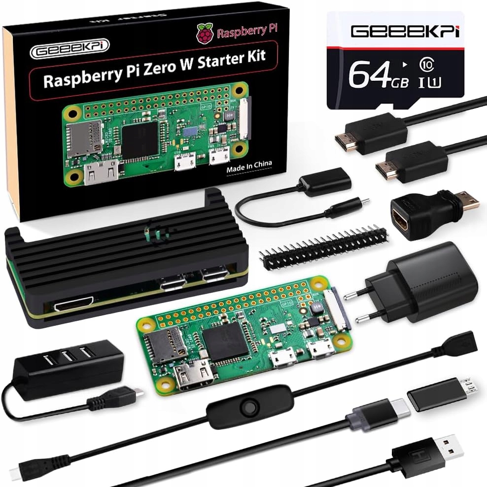GeeekPi Raspberry Pi Zero W Zestaw startowy karta SD 64 GB K3044