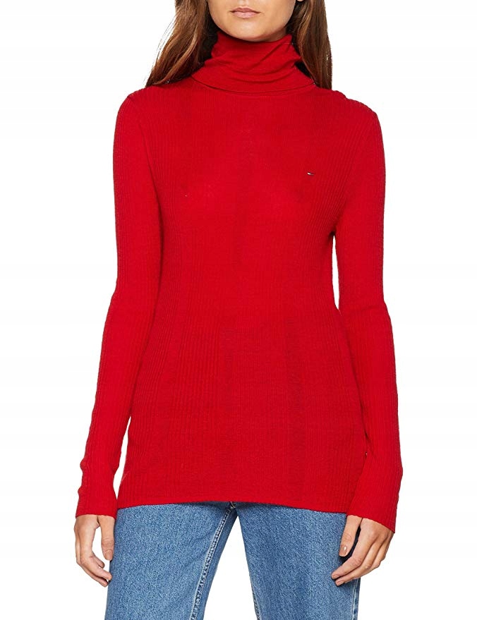 Damski sweter z golfem Tommy Jeans r. M czerwony
