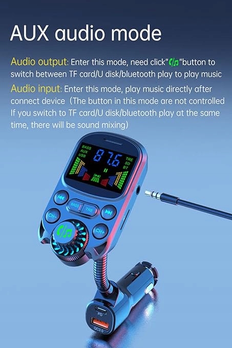 Transmiter samochodowy SOARUN BC86 szybkie ładowanie nadajnik FM z kolorem