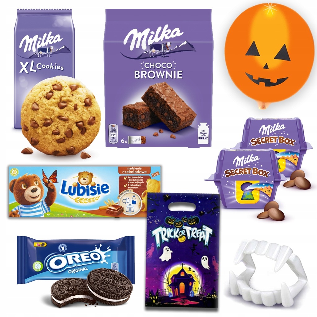 Zestaw słodyczy na Halloween mix Milka, Oreo, Lubisie + GRATISY