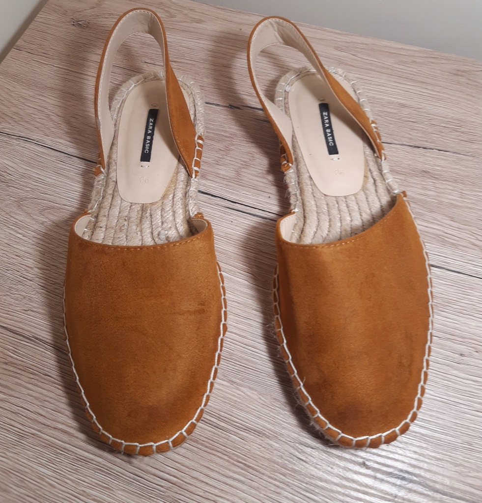 ZARA ESPADRYLE BUTY BEZ PIĘTY PODESZWA Z JUTY 36