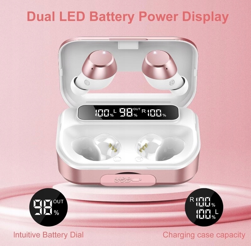 Słuchawki bezprzewodowe dokanałowe wekily q26 różowe