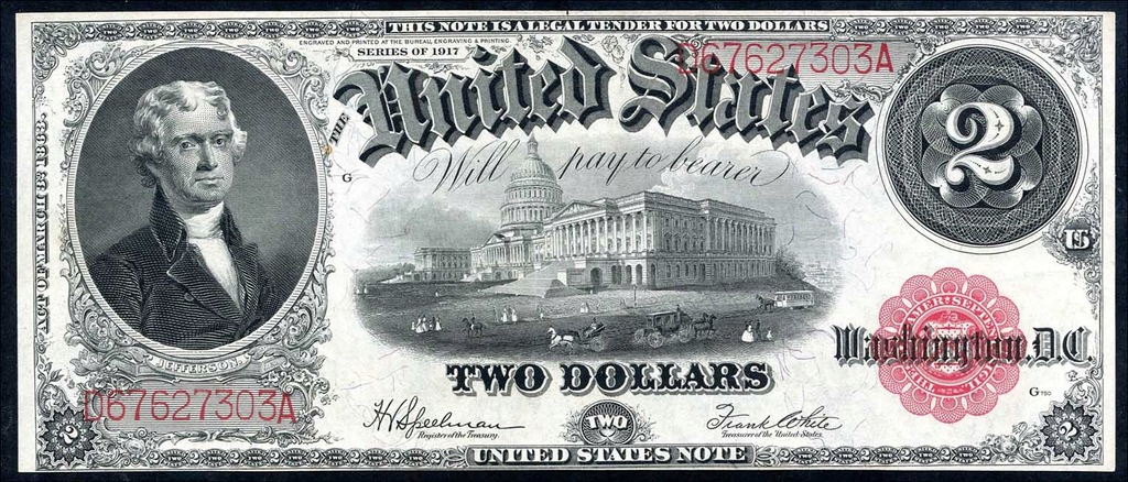 2 Dolary USA, 1917 rok, rzadko spotykany, stan 1+