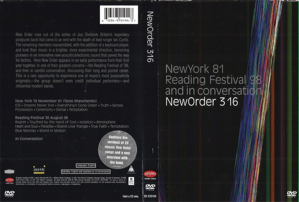 NEW ORDER (JOY DIVISION) - 316 1981/1998 DVD [USA]