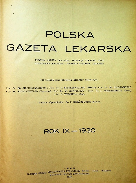 Polska gazeta lekarska Rok IX nr 1 do 52 1930 r.
