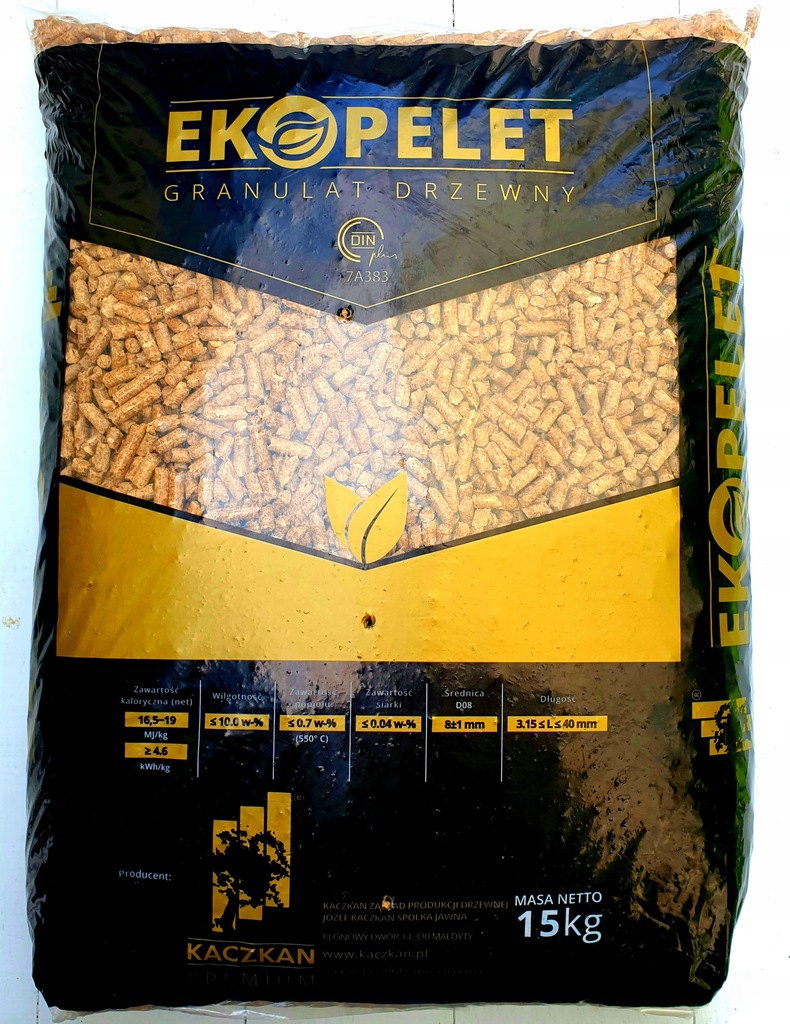 Pellet Drzewny KACZKAN 8 mm 19MJ/ kg 15kg 10762276491 oficjalne