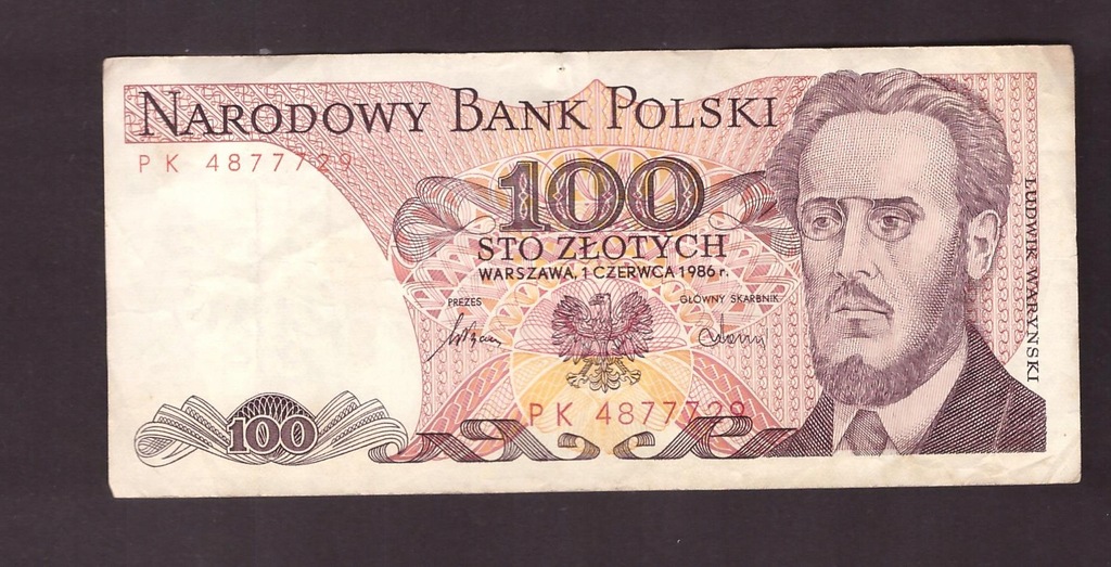 Polska - banknot - 100 Złotych 1986 rok