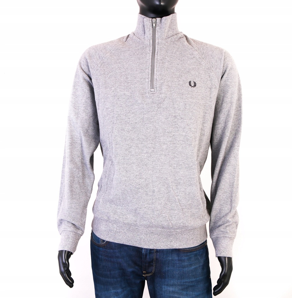 *X Fred Perry Bluza Męska Zip-Up Bawełna Szara r L