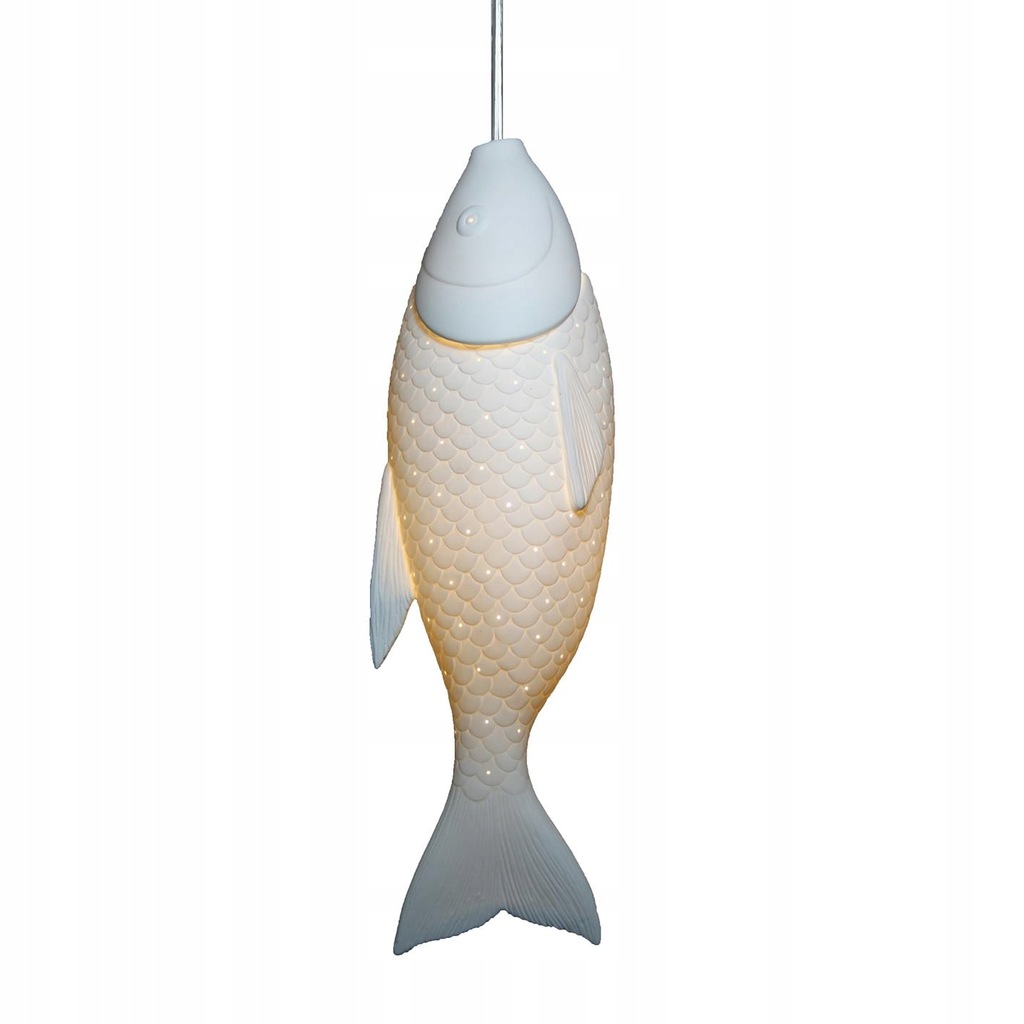 LAMPA RYBA NA HACZYKU HAKU PORCELANOWA 47x15cm