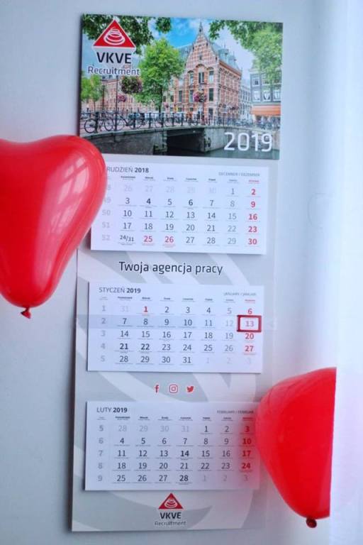 Komplet kalendarzy: ścienny i biurkowy