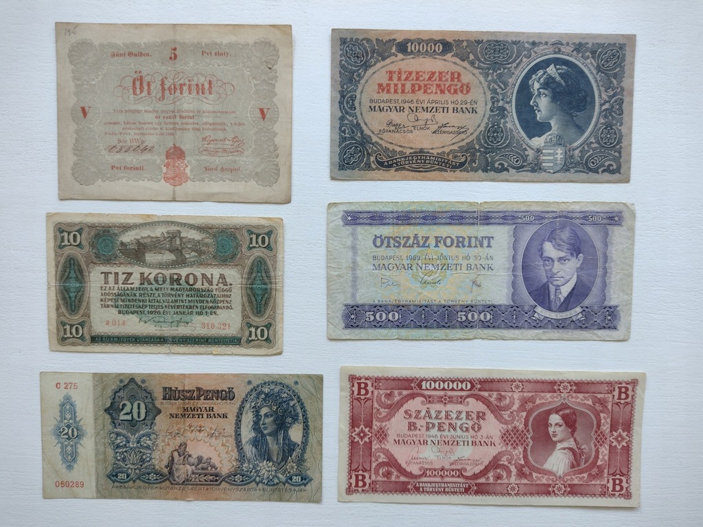 Zestaw banknotów 6 szt. Węgry