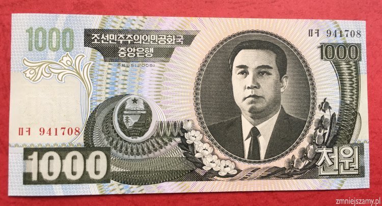 Korea Płn - 1000 Won w stanie UNC - dla WOŚP