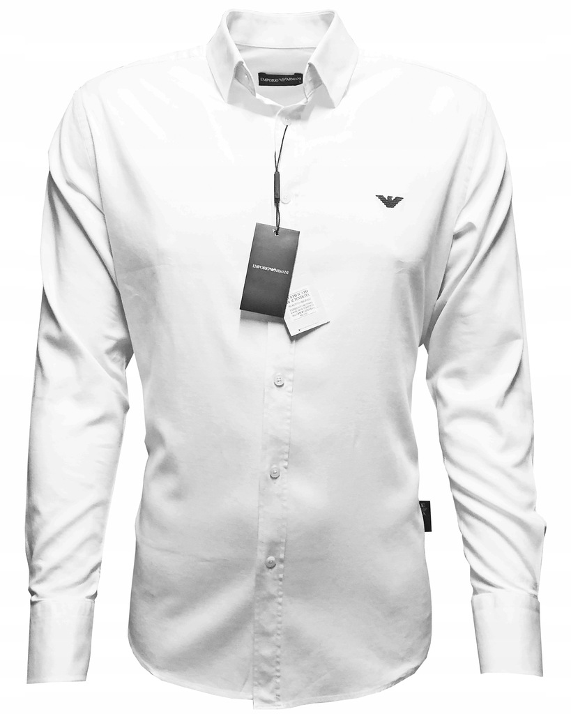 KOSZULA Męska EMPORIO ARMANI Slim Fit BIAŁA XL - 8030220370 - oficjalne