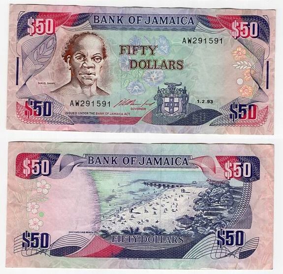 JAMAJKA 1993 50 DOLLARS ZW- ANANAS