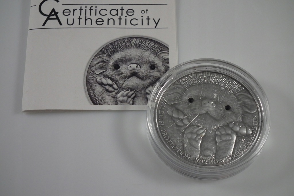 Moneta MONGOLIA 500 Togrog Hedgehog Swarovski !