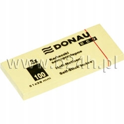 Notes bloczek samoprzylepny żółty Donau Eco 51x38