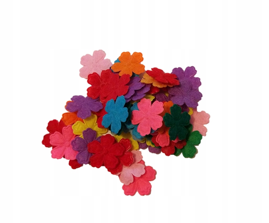 Kolorowe kwiatuszki filcowe 15mm - 50szt, kreatywn