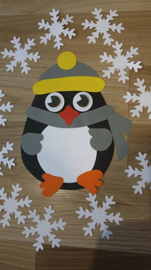 Dekoracja z papieru pingwin
