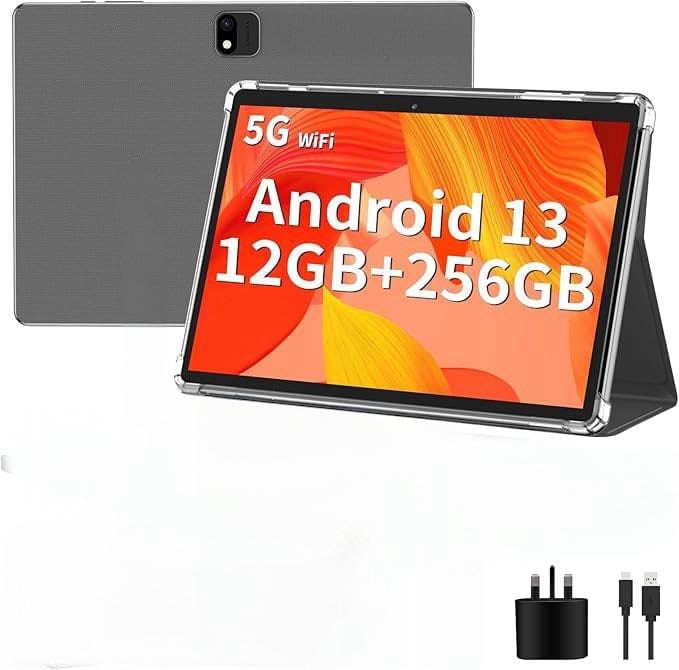 Tablet 10-calowy 12 GB + 256 GB Android 13 z zielonym etui