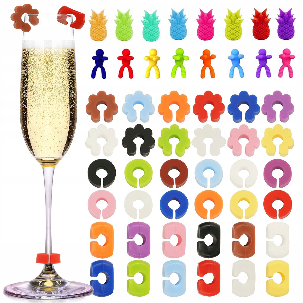 52x ZNACZNIKI IDENTYFIKATORY KIELISZKÓW DRINKÓW DLA GOŚCI IMPREZA BAL OBIAD