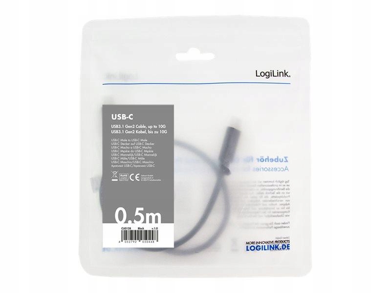 LOGILINK CU0128 LOGILINK - Kabel USB-C 3.1 Gen2 USB-C male - USB-C male,dł.