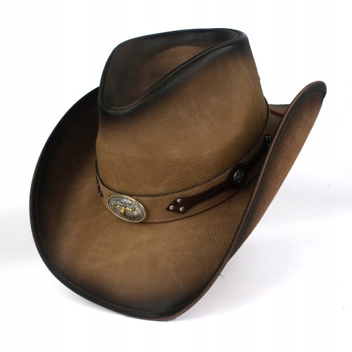 100% skórzany zachodni kapelusz kowbojski