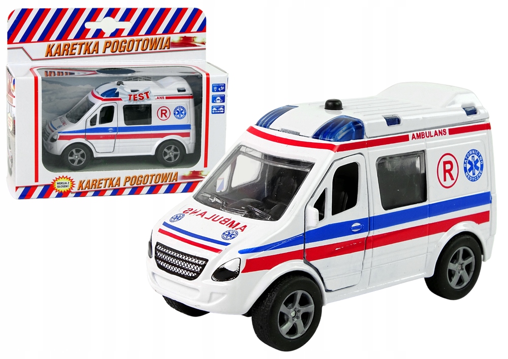 Metalowe Autko Van Pogotowie Ambulans Syreny Alarm