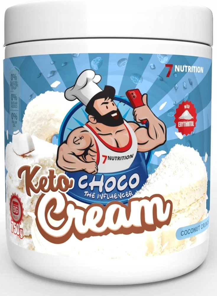 KETO Krem Kokosowy z kokosem Wiórki Kokosowe BEZ CUKRU 7Nutrition Erytrytol