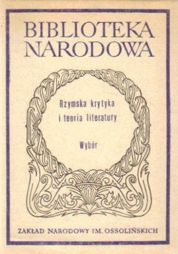 Rzymska krytyka i teoria literatury BN Praca zbiorowa