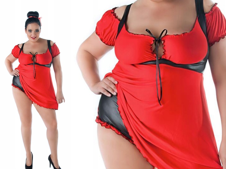 Sexi Piżamka Plus Size Z DZIURKĄ W KROKU XXL 46 48