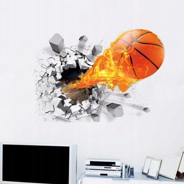 3D Basketball Rush Out Wall Decal Stickers Decor
