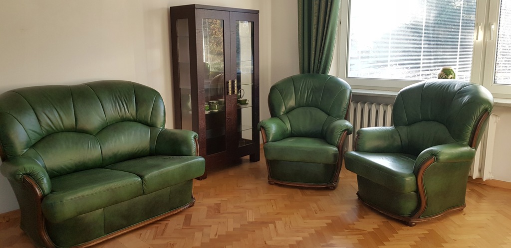 KLER fotele kanapa pufa wypoczynek skóra zielony