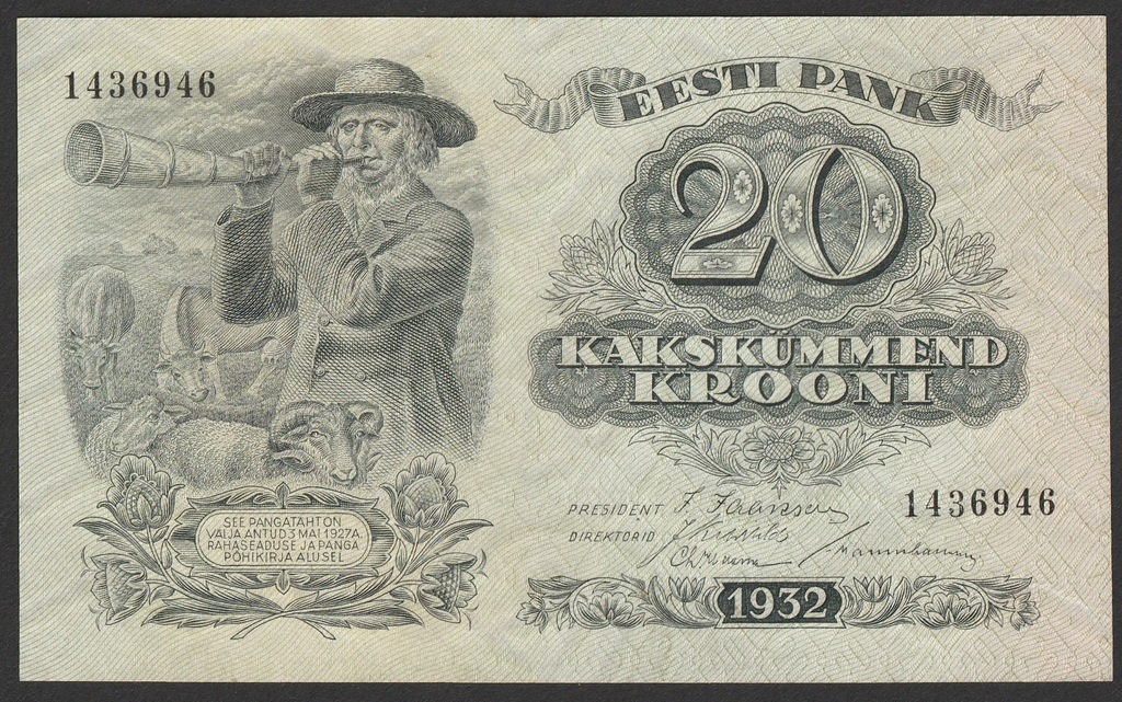 Estonia - 20 koron - 1932 - stan UNC