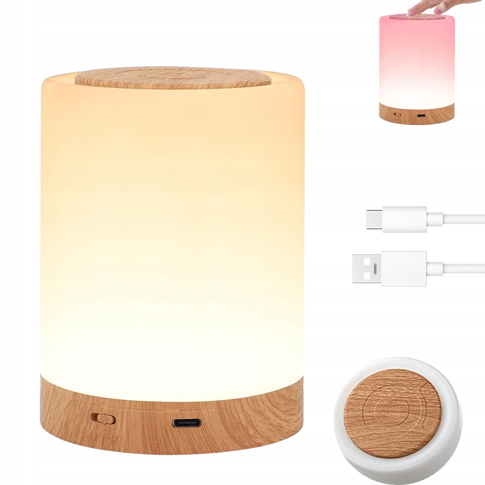 BEZPRZEWODOWA LAMPKA NOCNA DOTYKOWA LED KOLOROWA DO SYPIALNI POKOJU DZIECKA