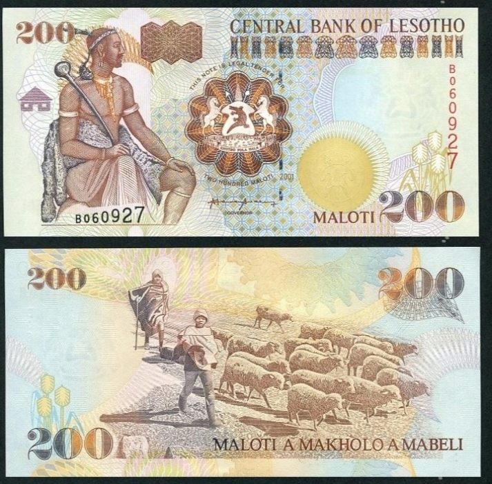 Lesotho 200 maloti 2001 UNC