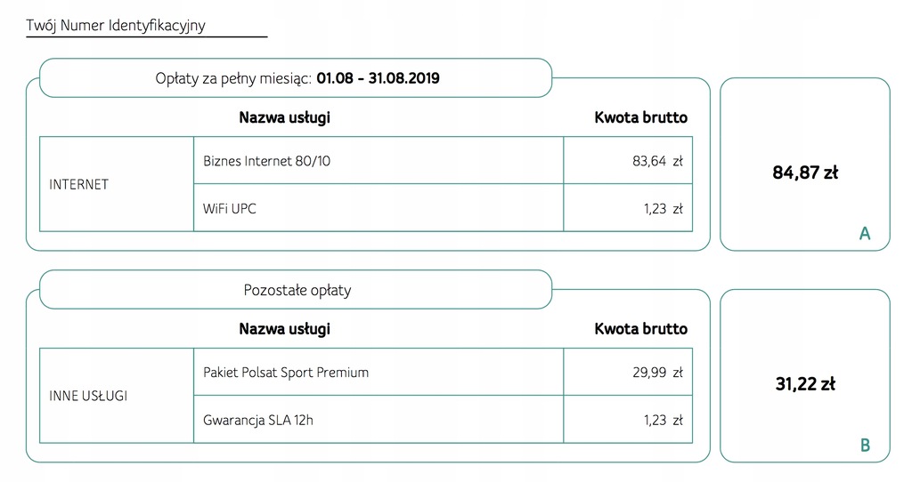 abonament UPC umowa TV + internet