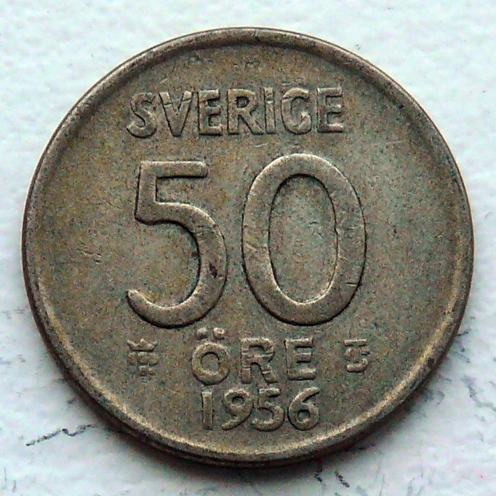 SZWECJA - GUSTAW VI - 50 ORE 1956 r.- srebro Ag (1)