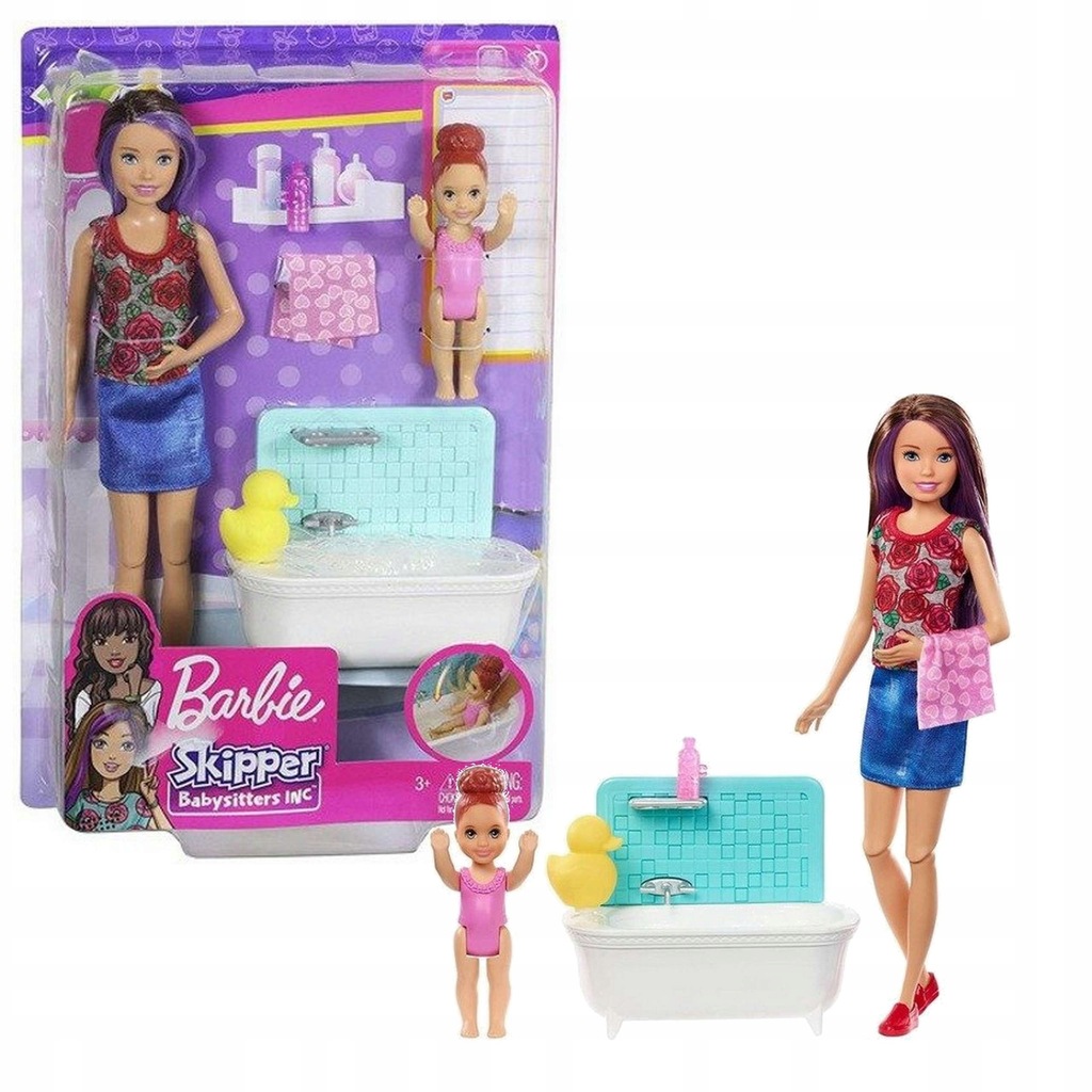 Barbie Klub Opiekunek Zestaw Łazienka Lalka Skippe