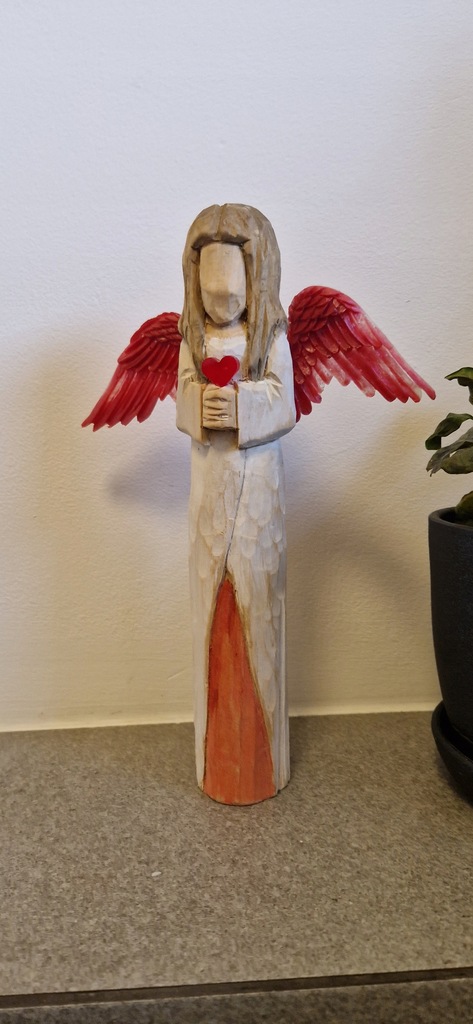 Anioł drewniany 25 cm Handmade