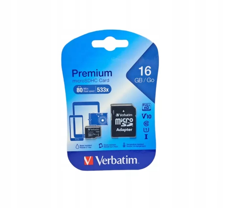 VERBATIM KARTA PAMIĘCI PREMIUM MICROSDHC 16 GB