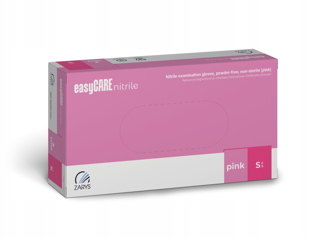 Rękawice nitrylowe różowe easyCARE pink - 100 szt. - S