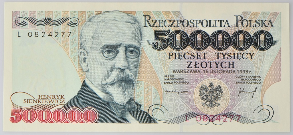 Banknot 500000 złotych 1993 - seria L - UNC