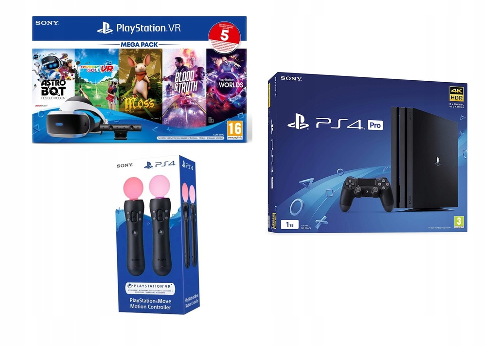 Купить SONY PLAYSTATION 4 PRO 1 ТБ VR V2 2 MOVE 2 PADS 5 ИГРЫ: отзывы, фото, характеристики в интерне-магазине Aredi.ru