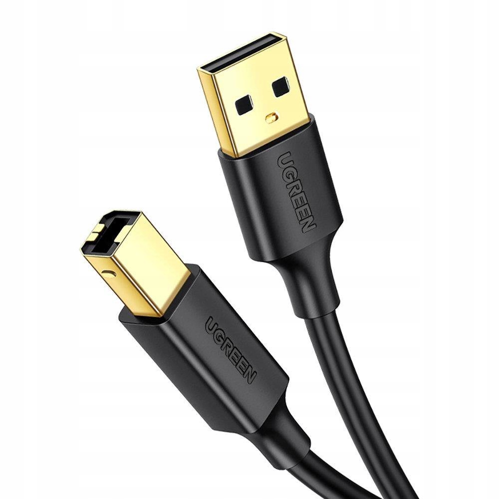 UGREEN US135 Kabel USB 2.0 A-B do drukarki, pozłacany, 1m (czarny)