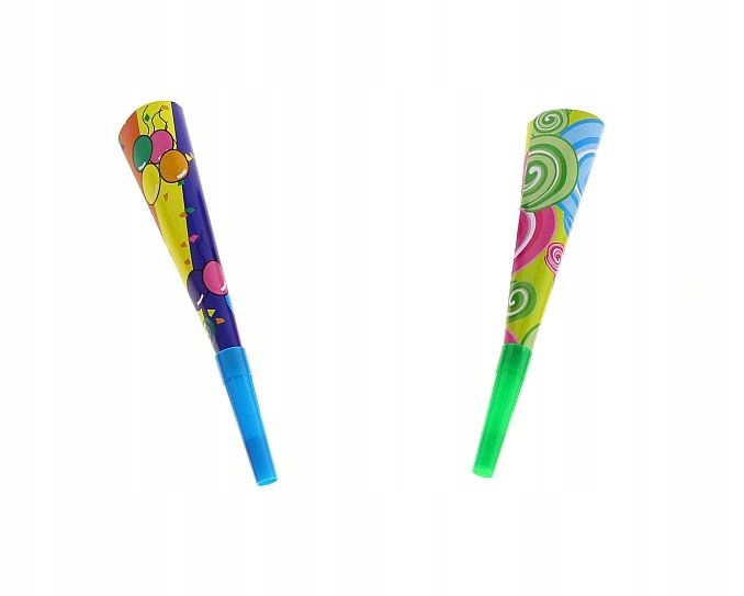 Trąbki horn Urodziny Imieniny 2szt kolorowe